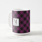 Buffalo Plaid Paarse Monogram Naam Koffiemok (Voorkant links)