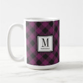 Buffalo Plaid Paarse Monogram Naam Koffiemok (Links)