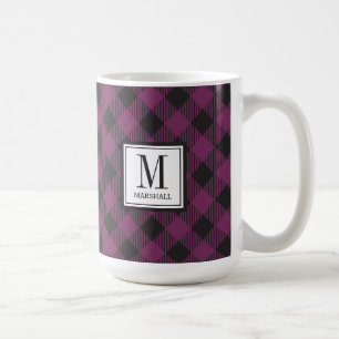 Buffalo Plaid Paarse Monogram Naam Koffiemok