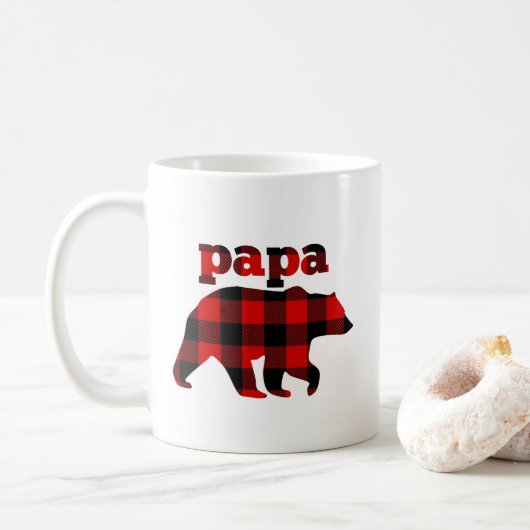 "Buffalo plaid papa beer" Koffiemok (Met donut)