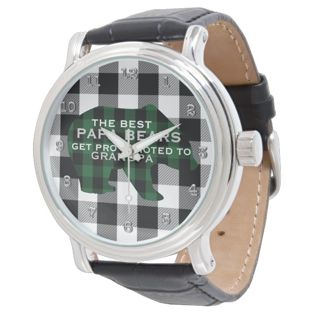 Buffalo Plaid Papa Beren gepromoveerd tot opa Horloge (Gekanteld)