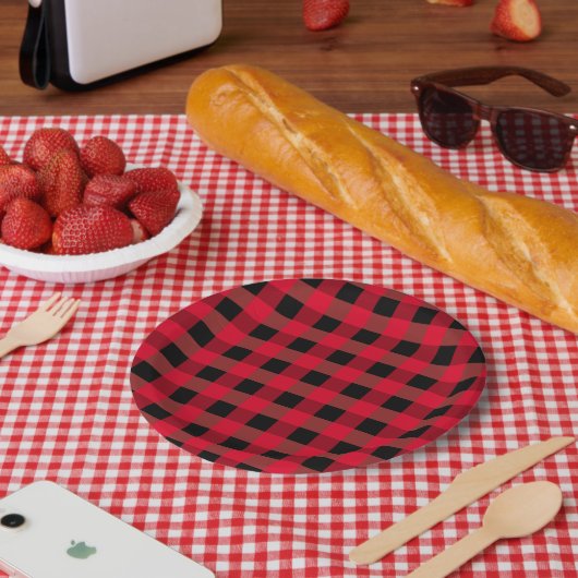 Buffalo plaid papieren bordje (Picknick)