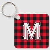 Buffalo Plaid Pattern Sleutelhanger met Monogram (Voorkant)