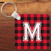 Buffalo Plaid Pattern Sleutelhanger met Monogram (Voorkant)