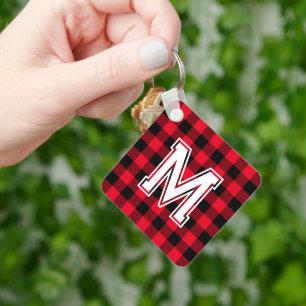 Buffalo Plaid Pattern Sleutelhanger met Monogram