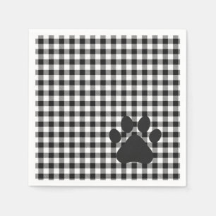 Buffalo Plaid Paw Print Zwart Wit Pet Lover Fun Servet