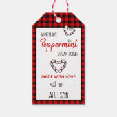 Buffalo Plaid & 🍬 Pepermunt met liefde gemaakt Cadeaulabel (Voorkant)