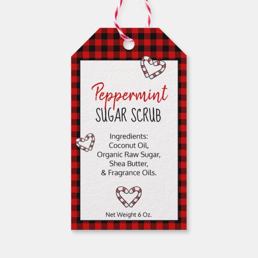 Buffalo Plaid & 🍬 Pepermunt met liefde gemaakt Cadeaulabel (Achterkant)