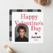 Buffalo Plaid Photo Valentine Kids Classroom Notitiekaartje (Voorkant / Achterkant in situ)