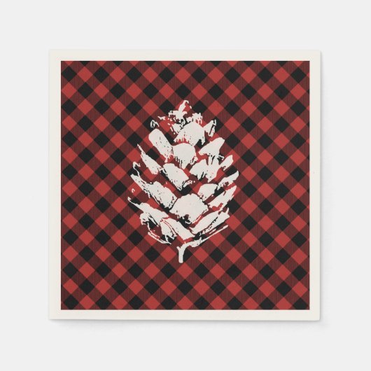 Buffalo Plaid Pinecone Servetten (Voorkant)