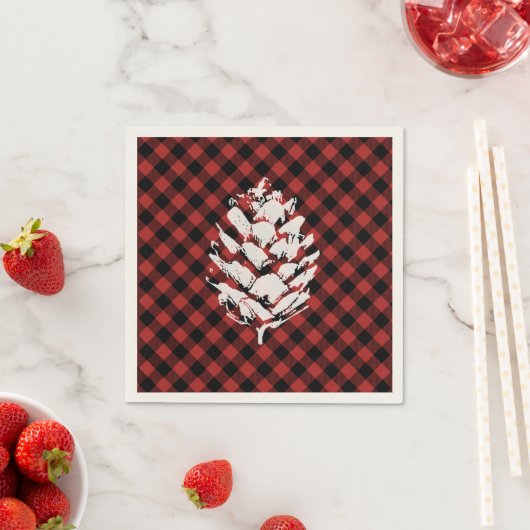 Buffalo Plaid Pinecone Servetten (Insitu)