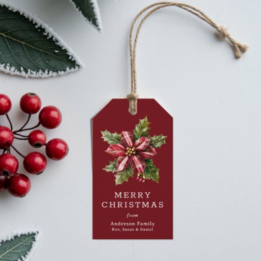 Buffalo Plaid Poinsettia Floral Custom Christmas  Cadeaulabel