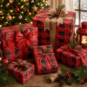 Buffalo Plaid Prettig Kerstfeest Cadeaupapier