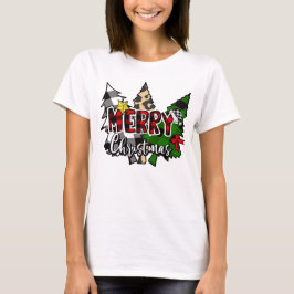 Buffalo Plaid Prettig Kerstfeest met Pijnboom T-shirt