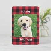 Buffalo Plaid Prettig Kerstmis Eén Foto Feestdagenkaart (Staand voorkant)