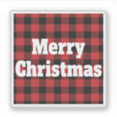 Buffalo Plaid Prettig Kerstmis Rustieke Vakantie Sticker (Voorkant)