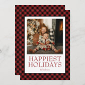 Buffalo Plaid Prettigste Feestdagen Foto Feestdagenkaart (Voorkant / Achterkant)