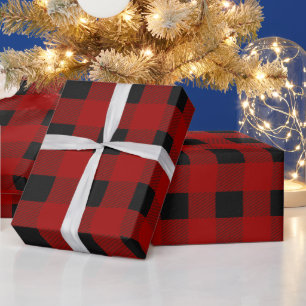 Buffalo Plaid Print in zwart en rood Custom Cadeaupapier