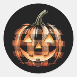 Buffalo Plaid Pumpkin Face Sticker