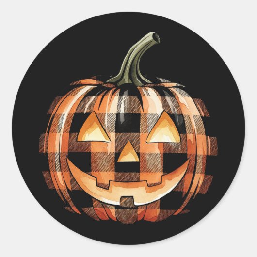 Buffalo Plaid Pumpkin Face Sticker (Voorkant)