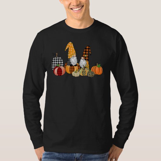Buffalo Plaid Pumpkin Gnomes Fall Autumn Thanksgiv T-shirt (Voorkant)