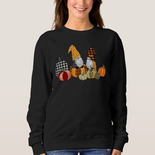 Buffalo Plaid Pumpkin Gnomes Fall Autumn Thanksgiv Trui (Voorkant)