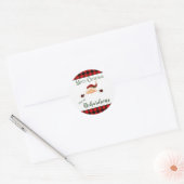 Buffalo Plaid Rand Santa Claus Ronde Sticker (Envelop)