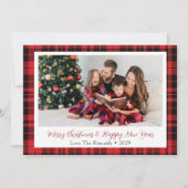 Buffalo Plaid Rechthoek Foto Kerstgroet Feestdagenkaart (Voorkant)