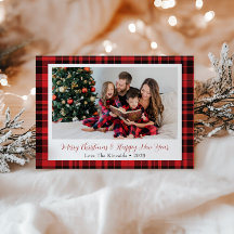 Buffalo Plaid Rechthoek Foto Kerstgroet