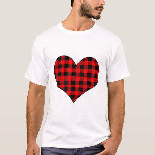Buffalo plaid red and black Valentijn T-shirt