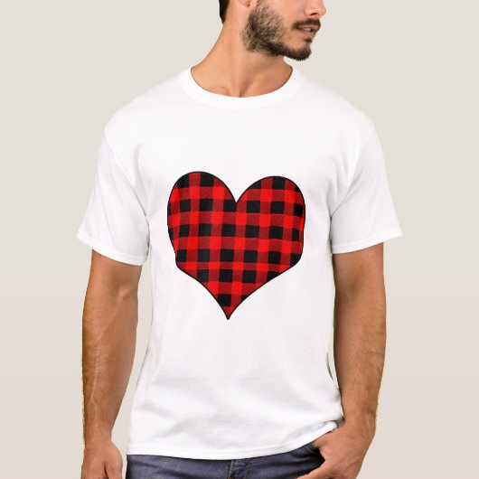 Buffalo plaid red and black Valentijn T-shirt (Voorkant)