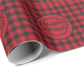 BUFFALO PLAID RED EN ZWARTE CHRISTMAS GREETING CADEAUPAPIER (Rol Hoek)