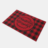 BUFFALO PLAID RED EN ZWARTE CHRISTMAS GREETING DEURMAT (Schuin)