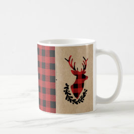 Buffalo Plaid Red Rustic Stag Koffiemok