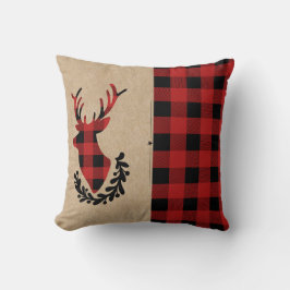 Buffalo Plaid Red Rustic Stag Kussen