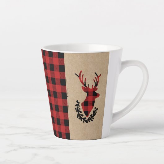 Buffalo Plaid Red Rustic Stag Latte Mok (Rechts)