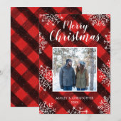Buffalo Plaid Red Rustic Tartan Kerstfoto Feestdagenkaart (Voorkant / Achterkant)