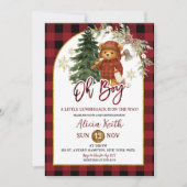 Buffalo plaid Red Winter Lumberjack Bear Shower Kaart (Voorkant)