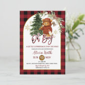 Buffalo plaid Red Winter Lumberjack Bear Shower Kaart (Staand voorkant)