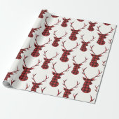 Buffalo Plaid Reindeer Cadeaupapier (Uitgerold)