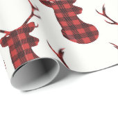 Buffalo Plaid Reindeer Cadeaupapier (Rol Hoek)
