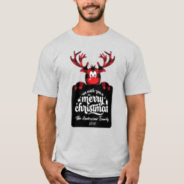 Buffalo Plaid Reindeer Customized Christmas Family T-shirt