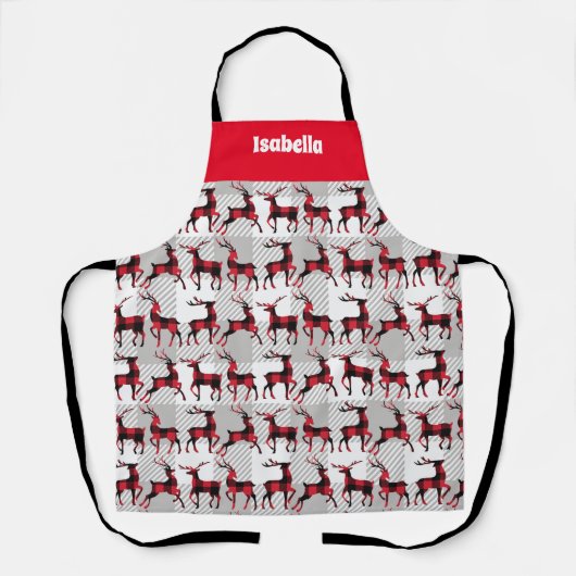 Buffalo Plaid rendier in grijs rood zwart ontwerp Schort (Voorkant)