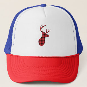 Buffalo plaid rendier trucker pet