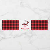 Buffalo Plaid Rendier Vrolijk Kerstfeest tartan Waterfles Etiket (Enkel label)