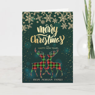 Buffalo Plaid Rendieren Sneeuwvlokken Kerst  Feestdagen Kaart