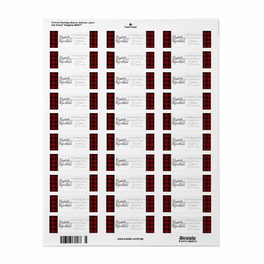 Buffalo Plaid Retouradreslabel Etiket (Full Sheet)