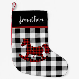 Buffalo Plaid Rocking Horse Kerstkous Kleine Kerstsok