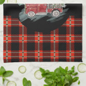 Buffalo Plaid Rode Kerst Truck Theedoek (Gevouwen)
