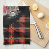 Buffalo Plaid Rode Kerst Truck Theedoek (Quarter Fold)